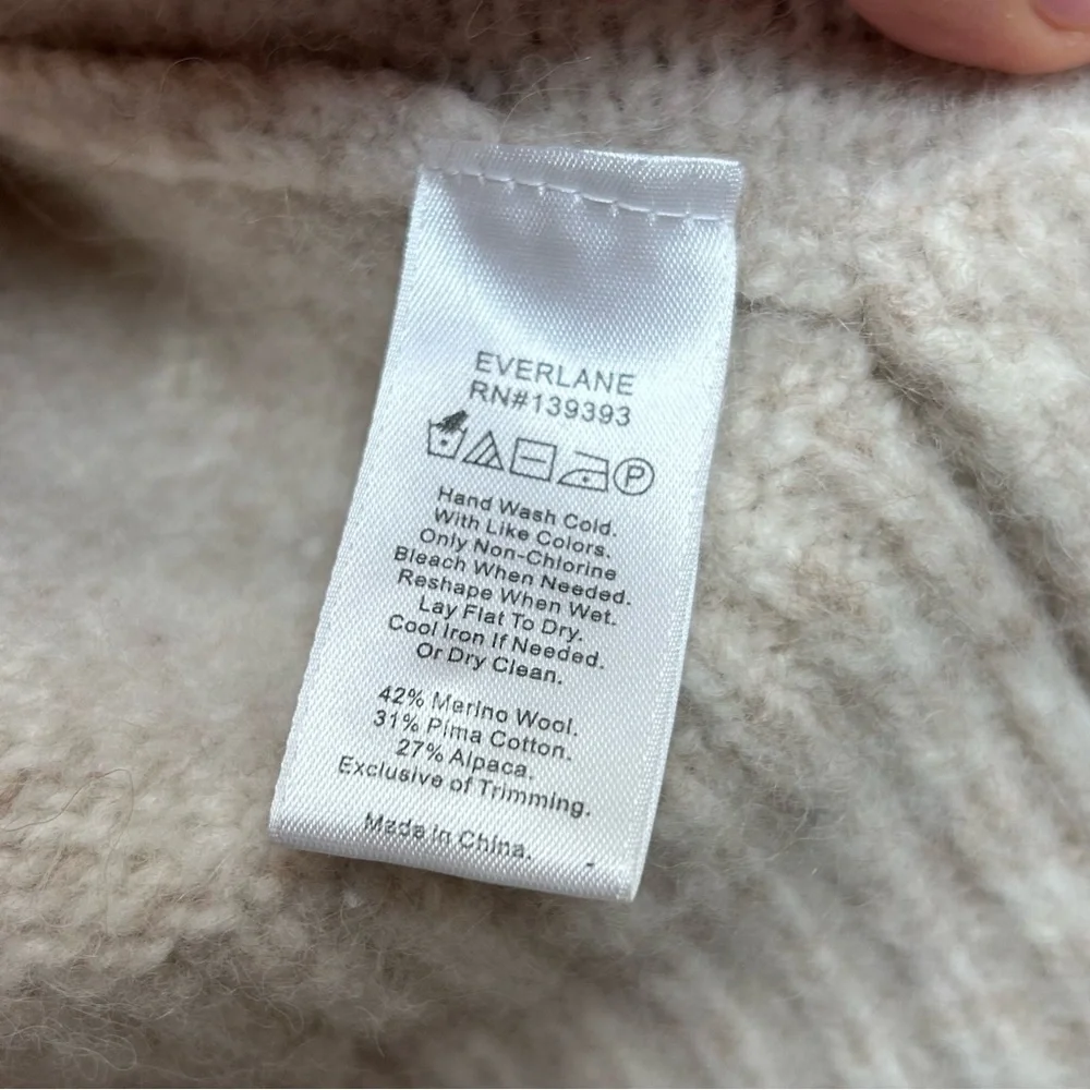Everlane Alpaca Merino Cropped Puff Sleeve Cardigan S